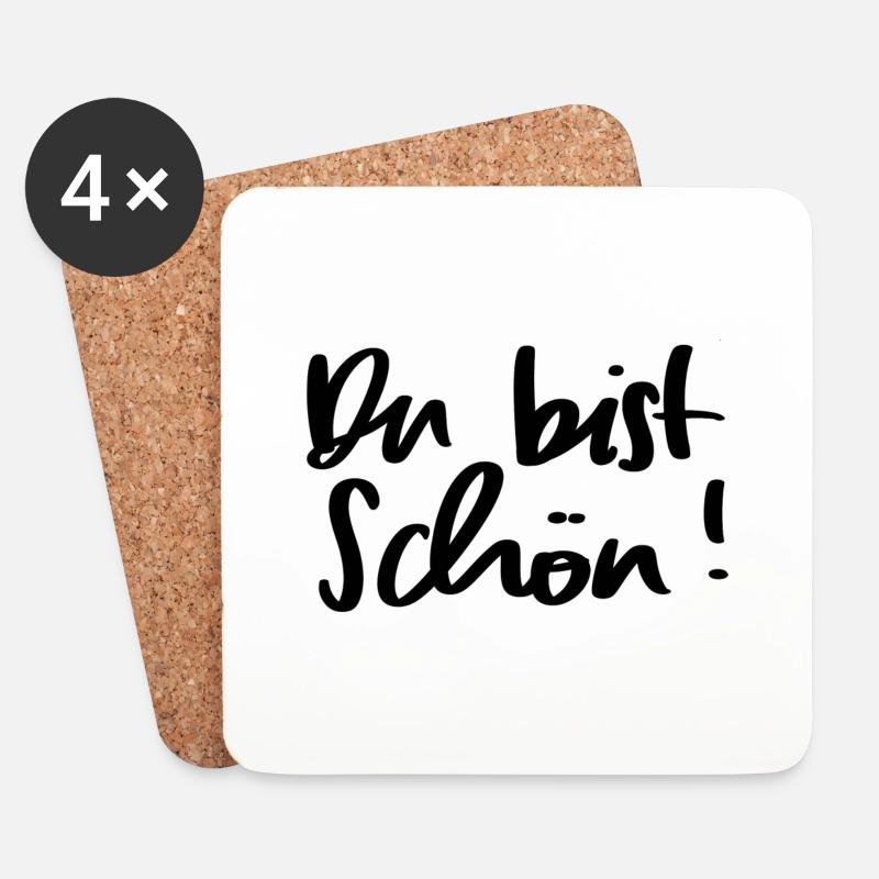 du bist schön! - Untersetzer (4er-Set) - Weiß