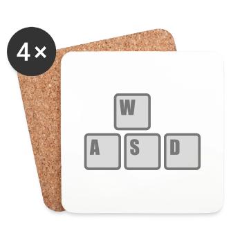 Computer WASD Keyboard Keys - Coasters (set of 4) - white - Front