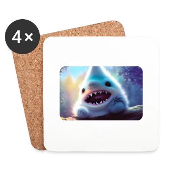 Furry Shark - Coasters (set of 4) - white - Front