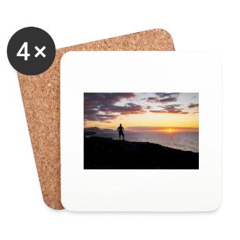 L’homme regarde la soirée au-dessus de la mer - Dessous de verre (lot de 4) - blanc - Devant