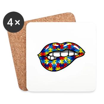 Lippen färben - Untersetzer (4er-Set) - Weiß - Vorne