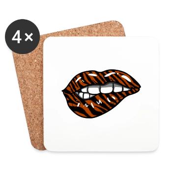 Tiger Lippen - Untersetzer (4er-Set) - Weiß - Vorne
