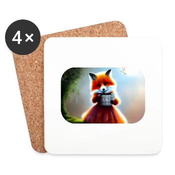 Fox in dress vixen - Coasters (set of 4) - white - Front