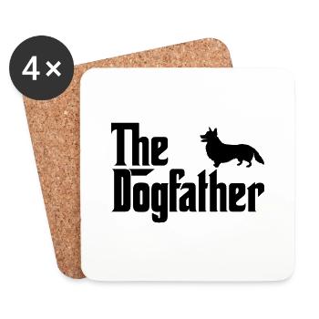 Corgi Dogfather Dog Lover Godfather Style - Coasters (set of 4) - white - Front