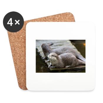 Loutre asiatique à petites griffes Zwergotter - Dessous de verre (lot de 4) - blanc - Devant