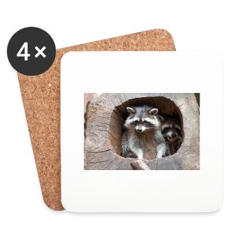 North American racoon (in german Waschbär) - Untersetzer (4er-Set) - Weiß - Vorne