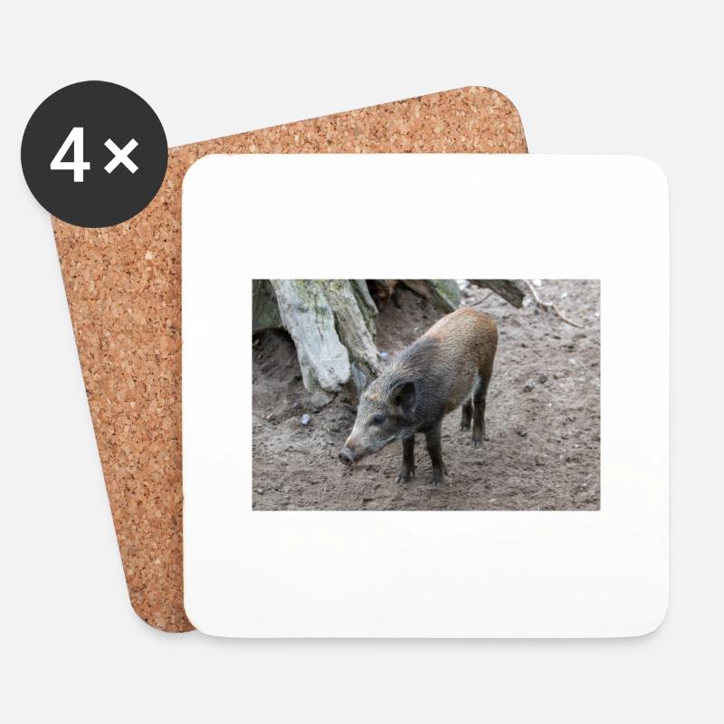 Wildschwein Sus scrofa - Untersetzer (4er-Set) - Weiß