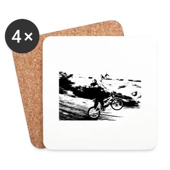 bmx race racing vtt motocross mtb bike rad - Dessous de verre (lot de 4) - blanc - Devant