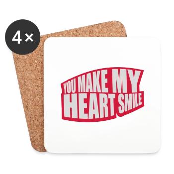 Faire sourire mon cœur - Dessous de verre (lot de 4) - blanc - Devant