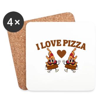 I love Pizza Ich liebe Pizza Lieblingsgericht Idee - Untersetzer (4er-Set) - Weiß - Vorne