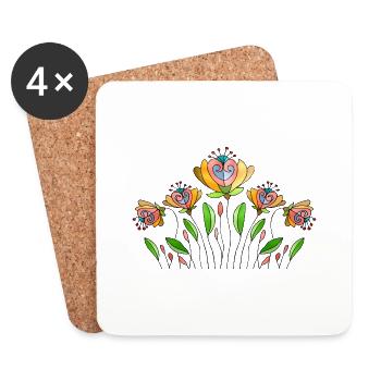 Blumen - Untersetzer (4er-Set) - Weiß - Vorne