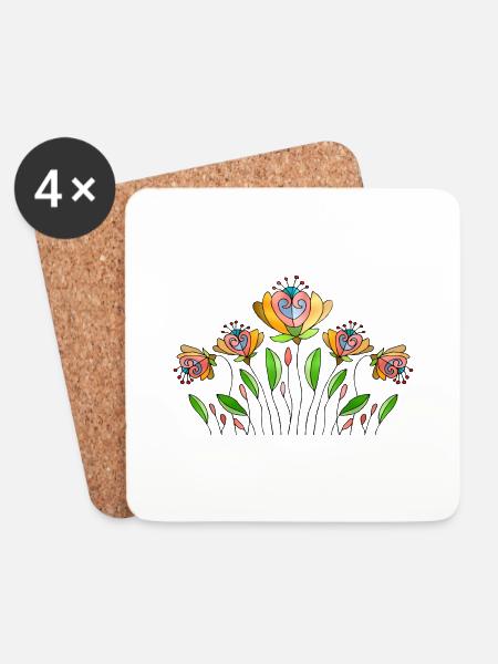 Blumen - Untersetzer (4er-Set) - Weiß