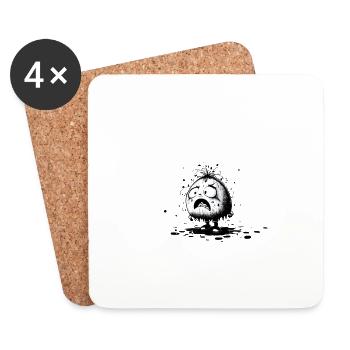 Cartoon Little Monster Ink Characters - Coasters (set of 4) - white - Front
