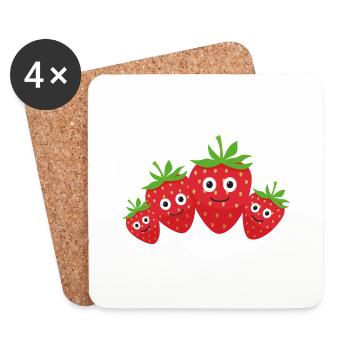 erdbeeren,familie,beeren,erdbeere - Untersetzer (4er-Set) - Weiß - Vorne