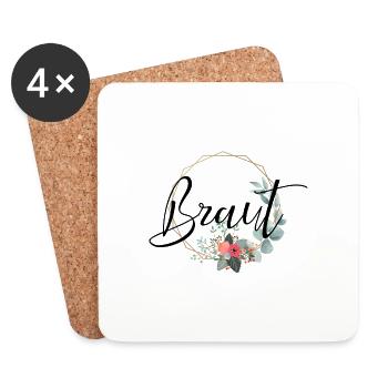 Braut Design Aufschrift für Hochzeit - Untersetzer (4er-Set) - Weiß - Vorne