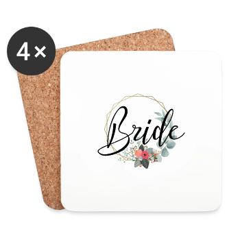 Bride Schriftzug mit schöner Umrandung - Untersetzer (4er-Set) - Weiß - Vorne