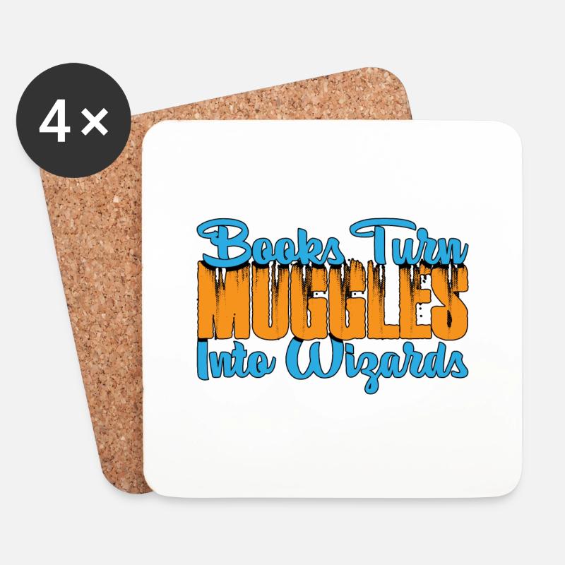 Books Turn Muggles Into Wizards 3 - Untersetzer (4er-Set) - Weiß