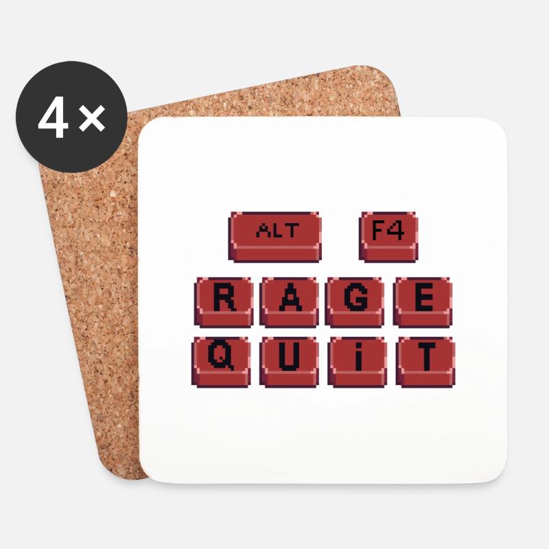 Rage quit - Untersetzer (4er-Set) - Weiß
