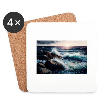 lever de soleil sur la mer - Dessous de verre (lot de 4) - blanc - Devant