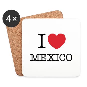 Ich liebe Mexiko | Ich liebe MX | I Herz Mexiko - Untersetzer (4er-Set) - Weiß - Vorne