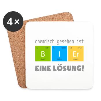 Bier ist eine Lösung | Chemie Elemente Spruch - Untersetzer (4er-Set) - Weiß - Vorne