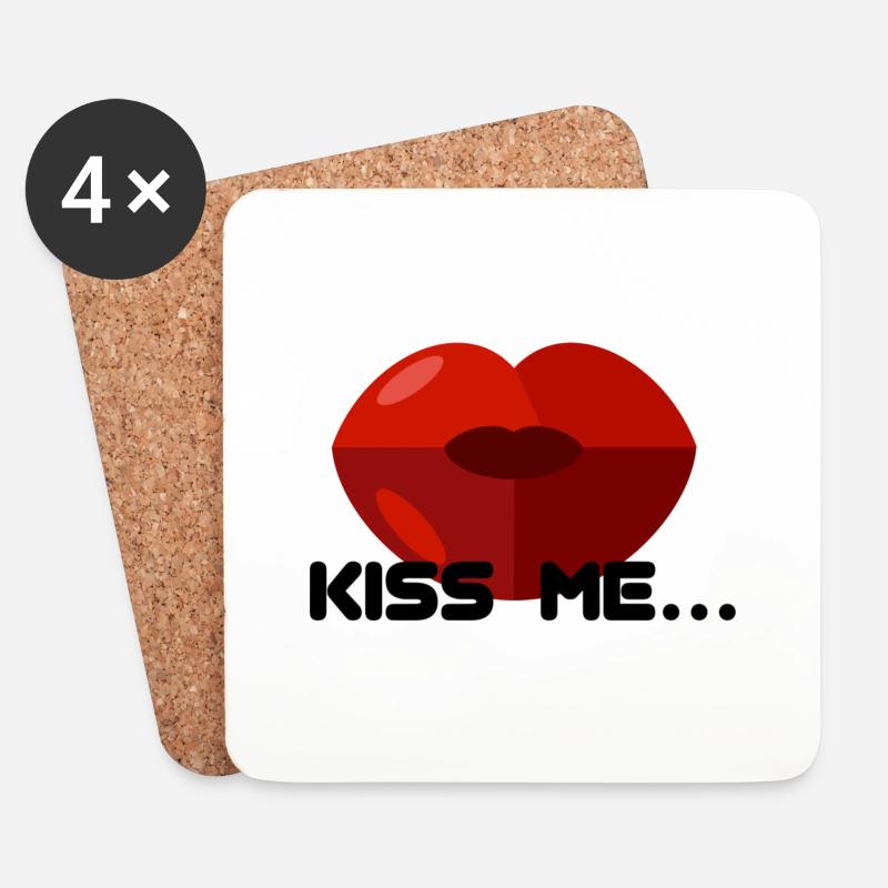 KISS ME - Untersetzer (4er-Set) - Weiß
