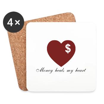 Money heals my Heart - Untersetzer (4er-Set) - Weiß - Vorne