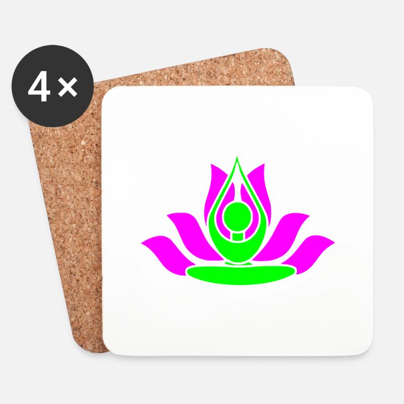 Namaste - Lotusblume - Untersetzer (4er-Set) - Weiß