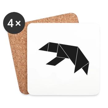 Eisbär Tangram black 'n white – Fine Art - Untersetzer (4er-Set) - Weiß - Vorne
