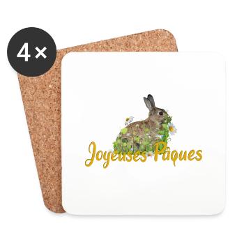 Joyeuses Paques Frohe Ostern - Untersetzer (4er-Set) - Weiß - Vorne