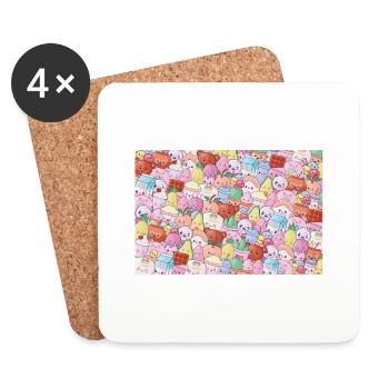 motif mignon - Dessous de verre (lot de 4) - blanc - Devant