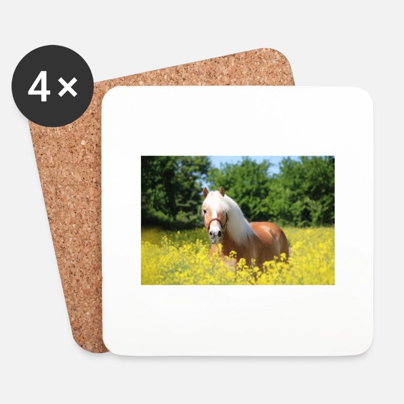 Haflinger im Raps - Untersetzer (4er-Set) - Weiß