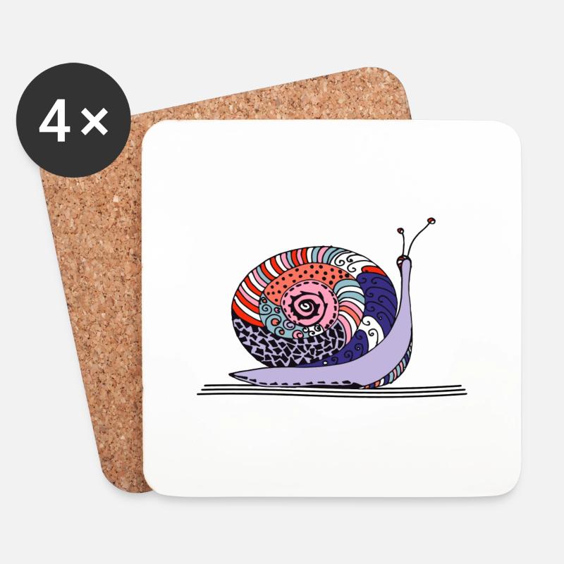 Schnecke - Untersetzer (4er-Set) - Weiß