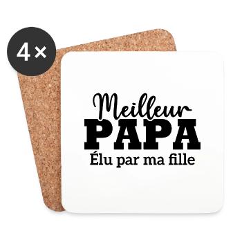 Meilleur papa élu par ma fille - Dessous de verre (lot de 4) - blanc - Devant
