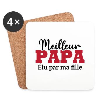 Meilleur papa élu par ma fille - Dessous de verre (lot de 4) - blanc - Devant