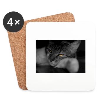 The cat with the terrible look - Coasters (set of 4) - white - Front