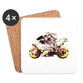 So fährt man Motorrad in der Zukunft bei Rennen - Untersetzer (4er-Set) - Weiß - Vorne