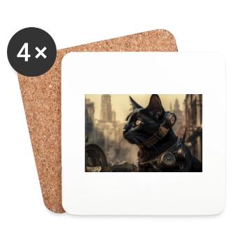 Cat Black 8 - Coasters (set of 4) - white - Front