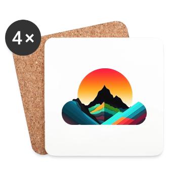 Mountain Landscape Geometric Art - Coasters (set of 4) - white - Front