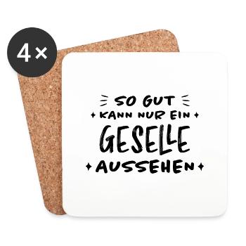 Geselle Lustiger Spruch Gesellenprüfung Geschenk - Untersetzer (4er-Set) - Weiß - Vorne