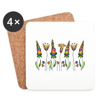 Fleur - Dessous de verre (lot de 4) - blanc - Devant
