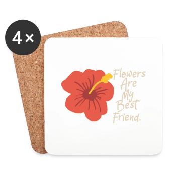Blumen - Beste Freunde - Untersetzer (4er-Set) - Weiß - Vorne