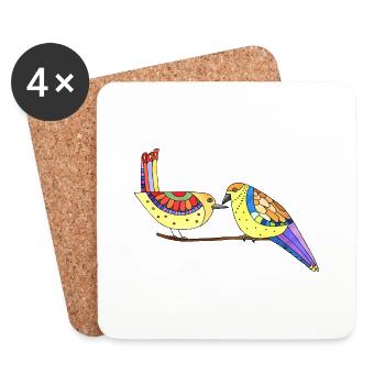 Vögel - Untersetzer (4er-Set) - Weiß - Vorne