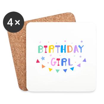 TYPO DE FILLE D’ANNIVERSAIRE - Dessous de verre (lot de 4) - blanc - Devant