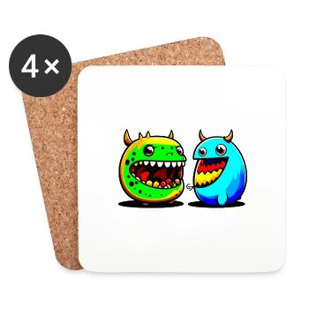 Lustige Monster - Untersetzer (4er-Set) - Weiß - Vorne