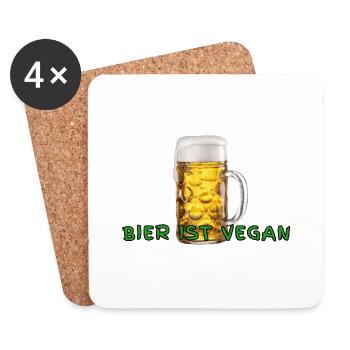 BIER ist vegan - Untersetzer (4er-Set) - Weiß - Vorne