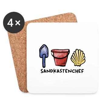 Sandkasten Chef / Spielzeug / Spielplatz / Sommer - Untersetzer (4er-Set) - Weiß - Vorne