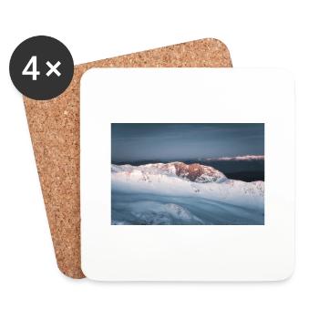 Les premières lueurs du jour sur le Mont Parnasse enneigé - Dessous de verre (lot de 4) - blanc - Devant