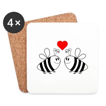 biene love 2 - Untersetzer (4er-Set) - Weiß - Vorne