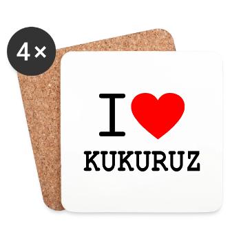 Kukuruz - Mais - Steirischer Dialekt - Untersetzer (4er-Set) - Weiß - Vorne